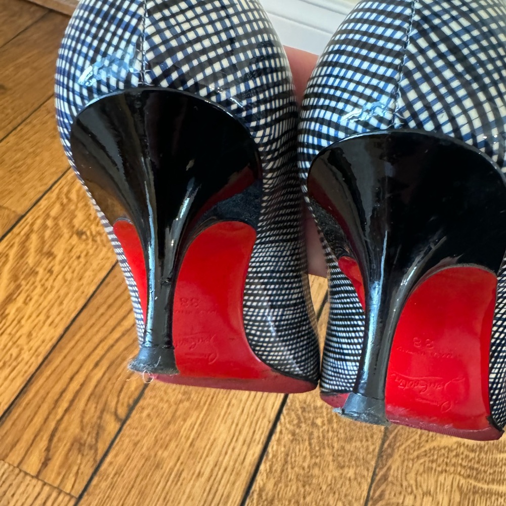 Christian Louboutin Black and White Checkered Heels - Picture 6 of 6